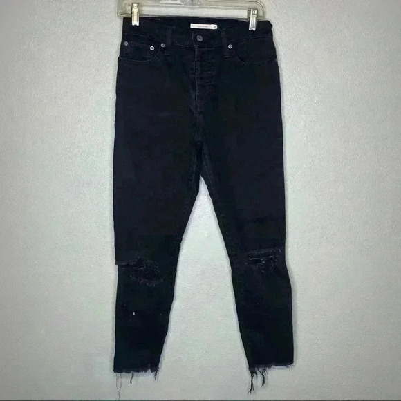 Levi’s Wedgie Fit Skinny Ripped Jeans Black Sz 28 - Picture 1 of 8